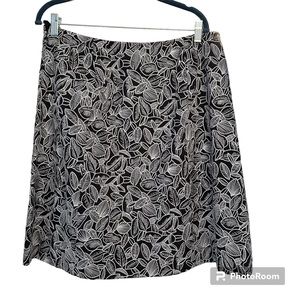 Talbots Black Cotton Embroidered A-Line Skirt Size 16